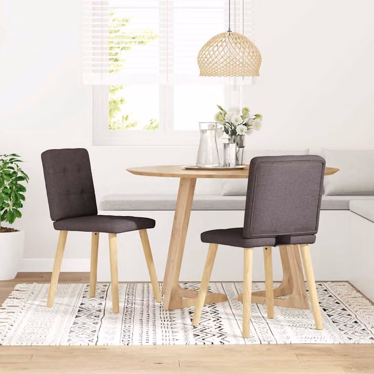 vidaXL Sedie da Pranzo 2 pz Marrone Scuro in Tessuto