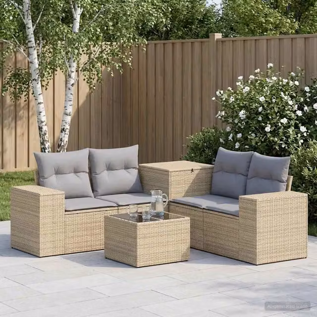 Set di divani 6 pz Beige e Grigio Chiaro 55 x 55 x 37 cm 3447577