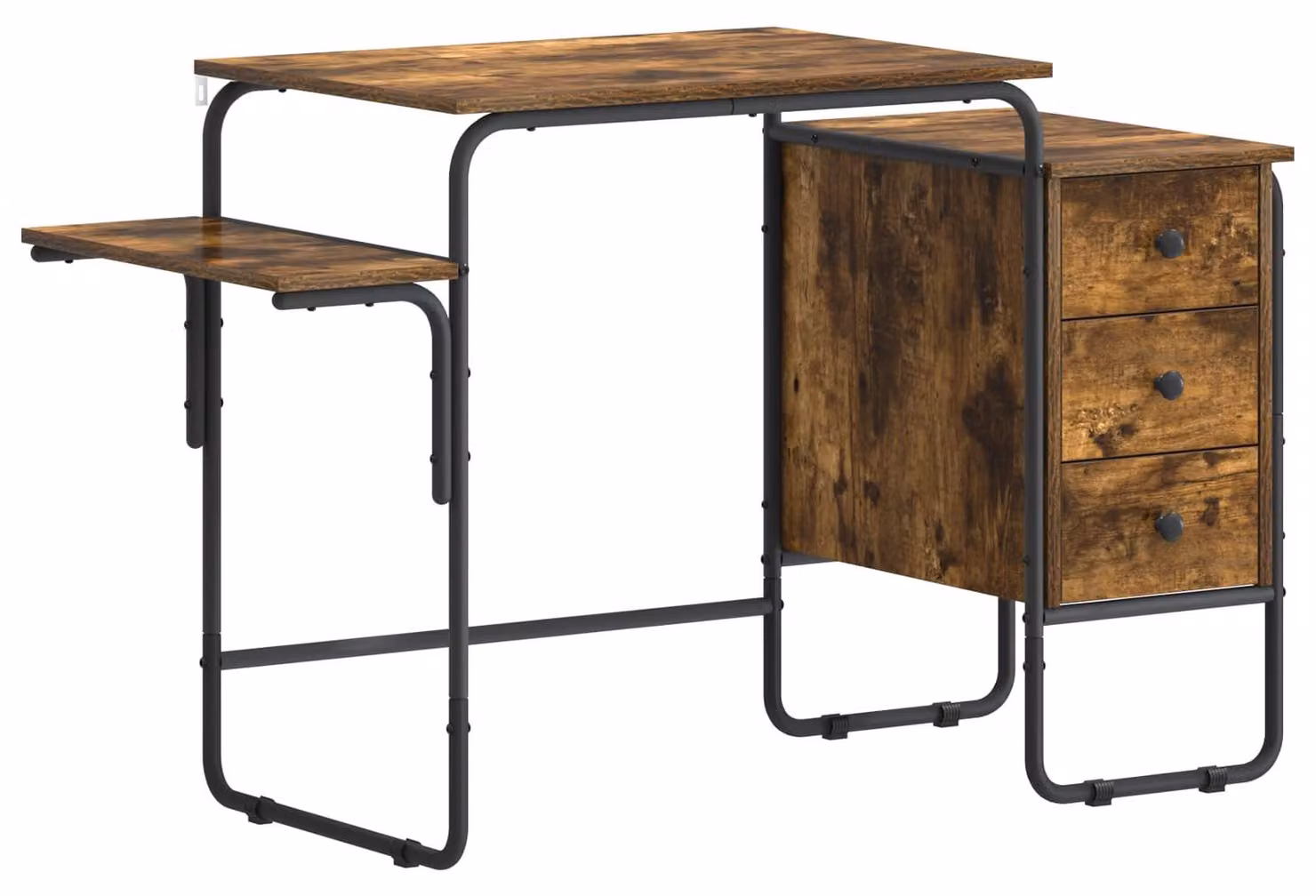 Scrivania con spazio contenitivo in legno noce affumicato, dimensioni 120 x 50 x 75 cm