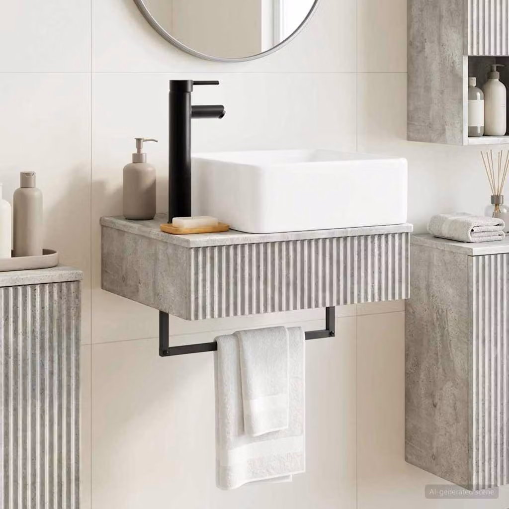 Lavabo da parete moderno vidaXL Grigio, L: 53 cm, P: 35 cm, H: 39 cm