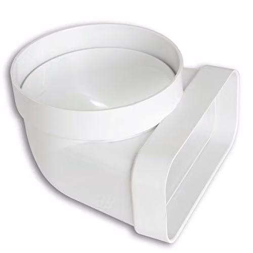 La Ventilazione Curva Verticale in ABS 125 mm - 150x70 mm Bianco