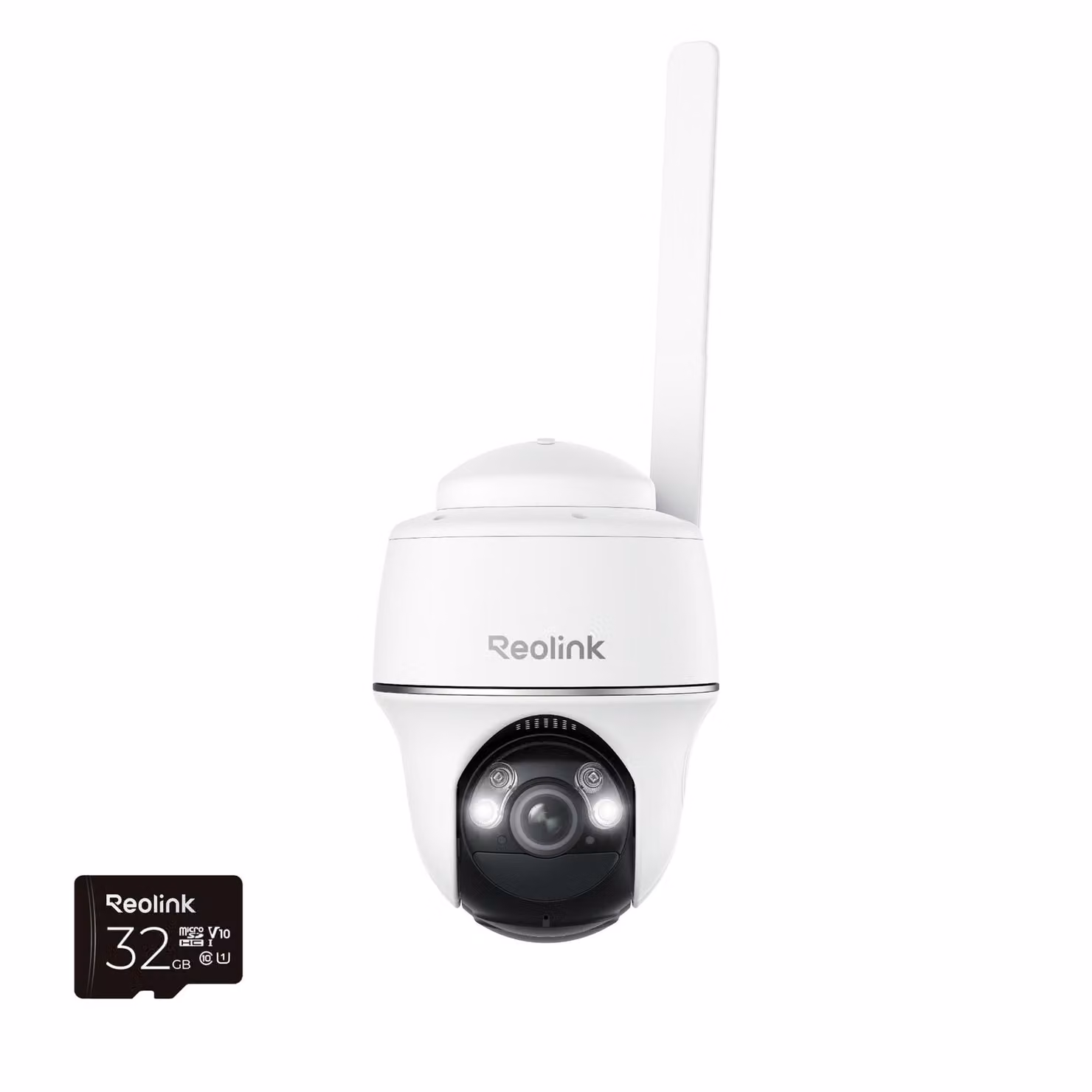 Reolink Go PT Plus, telecamera di sicurezza a batteria 2K+ 5MP 4G LTE, pan&tilt, alimentazione solare non-stop, no-WiFi, con slot per scheda SIM+32GB SD Card