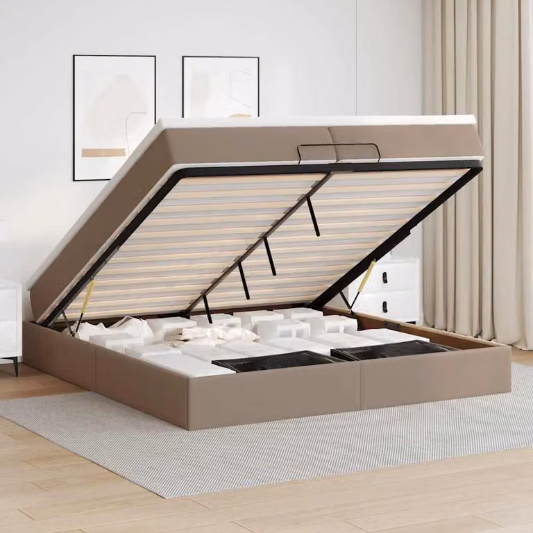 vidaXL Struttura Letto Pouf con Materassi 200x200 cm Similpelle