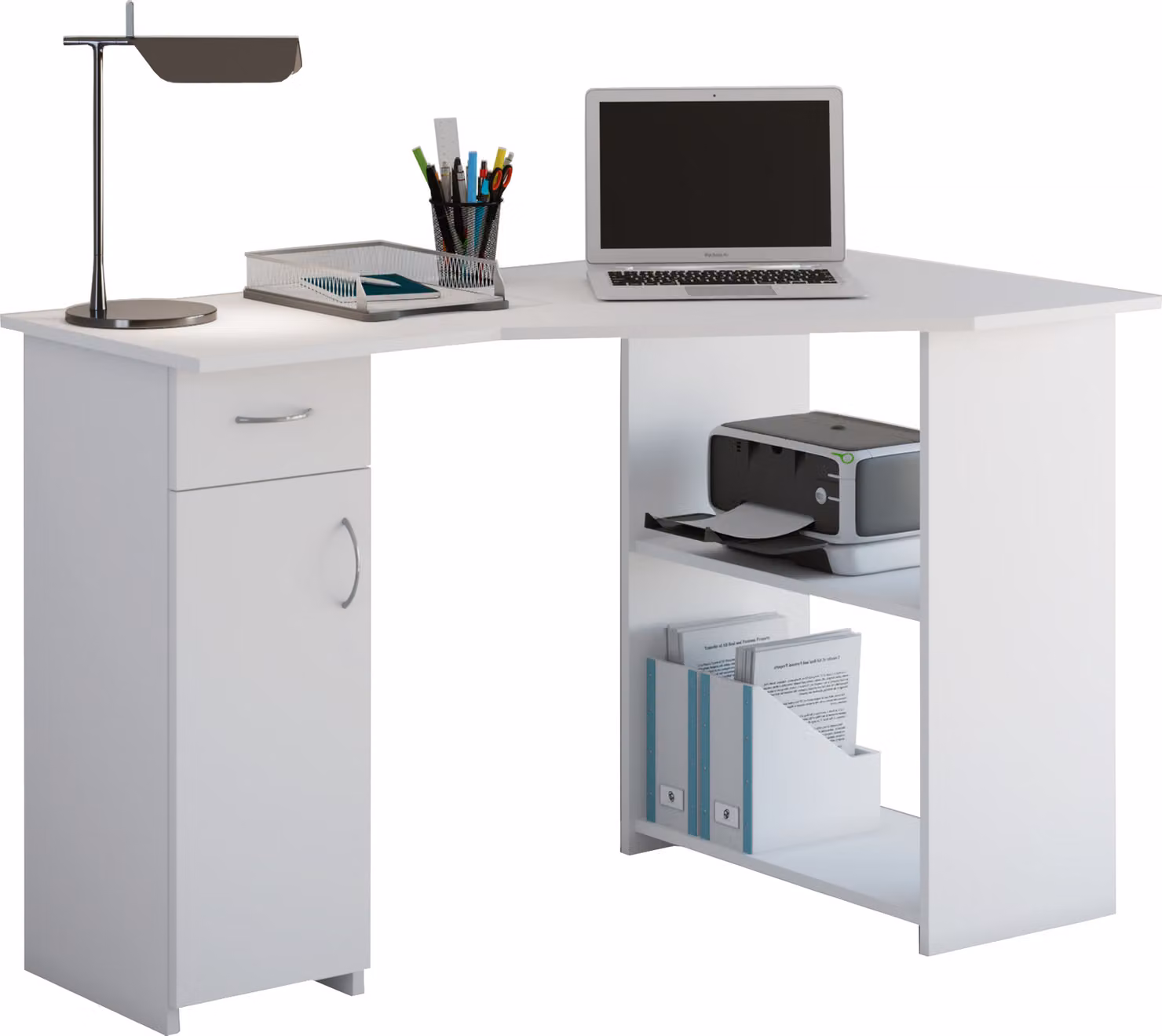 Tavolo per computer | Scrivania angolare con cassetto | Dimensioni ca. H. 76 x W. 118 x D. 77 cm | Scrivania - Linzia