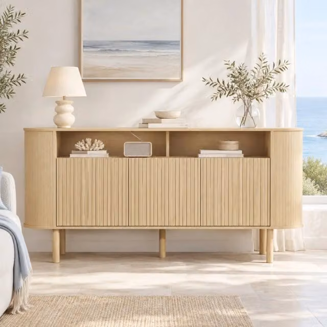 Credenza moderna 160 cm con 3 ante e vani aperti