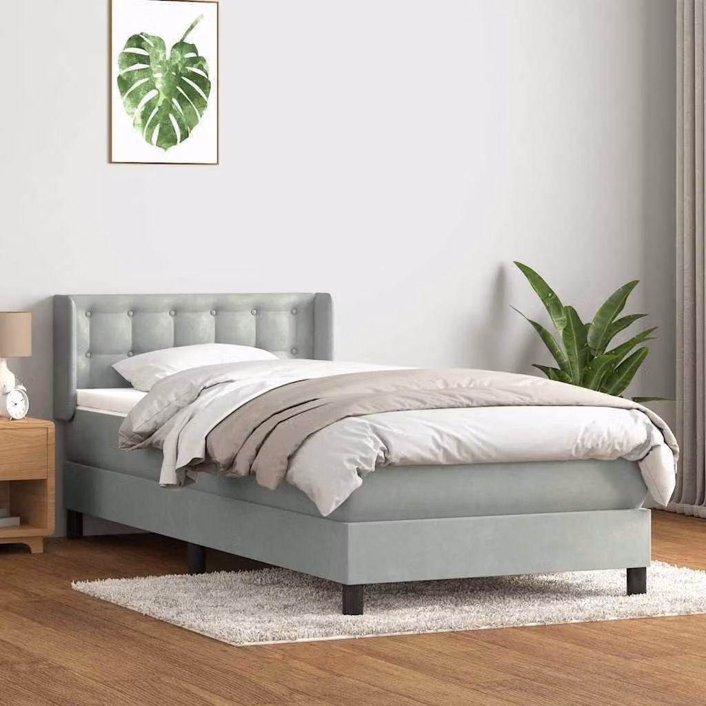 Maison Exclusive - Giroletto a Molle con Materasso Grigio Chiaro 80x220 cm Velluto