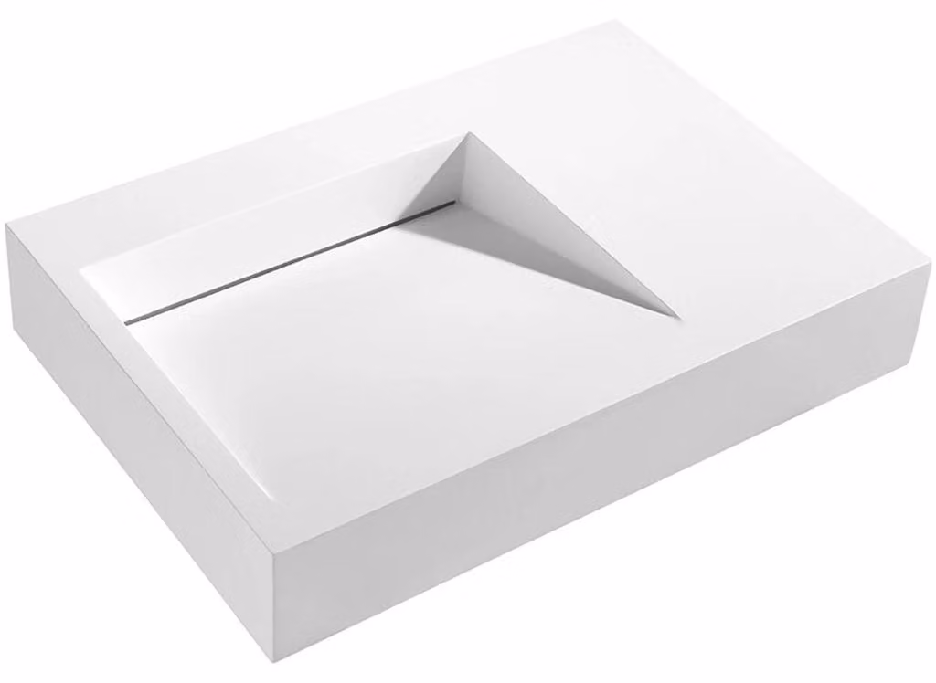 Lavabo in marmo composito Tokio – da parete – bianco opaco – 73,5x49,7 cm