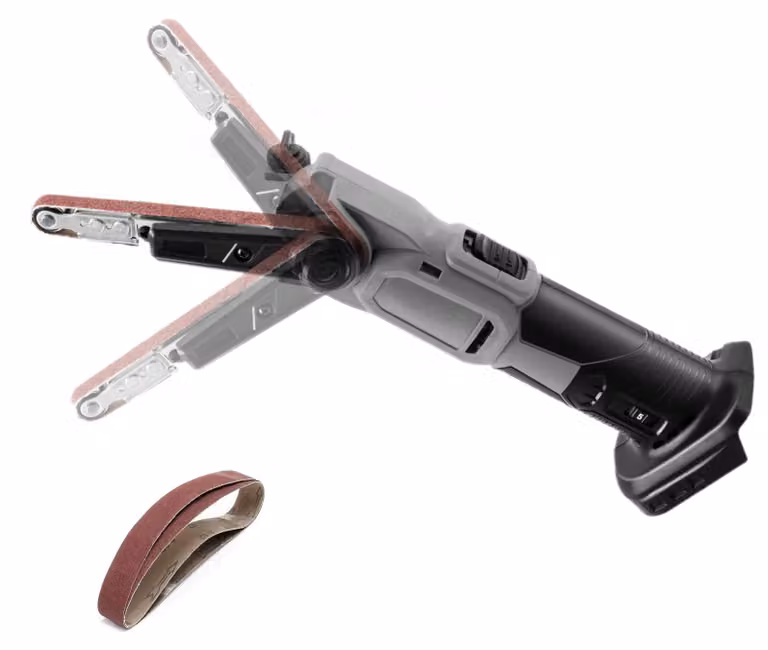 Levigatrice a batteria da 18V - Nastro abrasivo da 330x10 mm - Motore da 300 W - Braccio sottile - Adatta per legno, metallo e plastica - Levigatrice elettrica