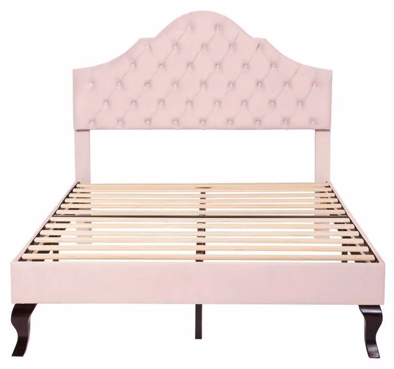 Letto, rivestimento in velluto, testiera regolabile, rosa-a, 90×200 cm-a