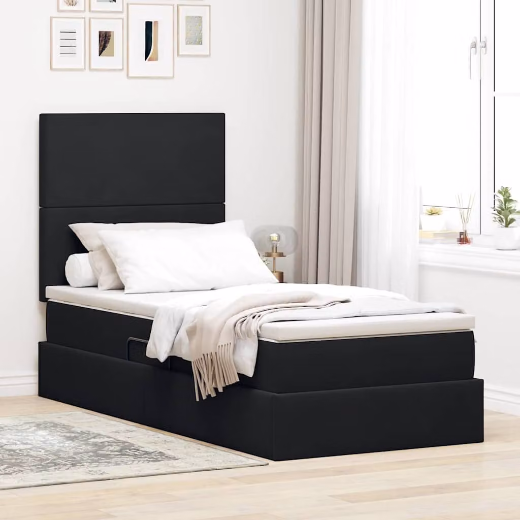 Letto con contenitore e materasso vidaXL in velluto nero L 90 cm x P 200 cm x H 40 cm – 1