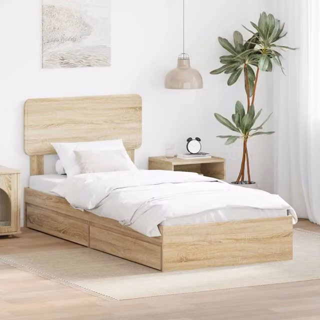 Letto con Contenitore con cassetto Rovere Sonoma 90 x 190 cm 3412320