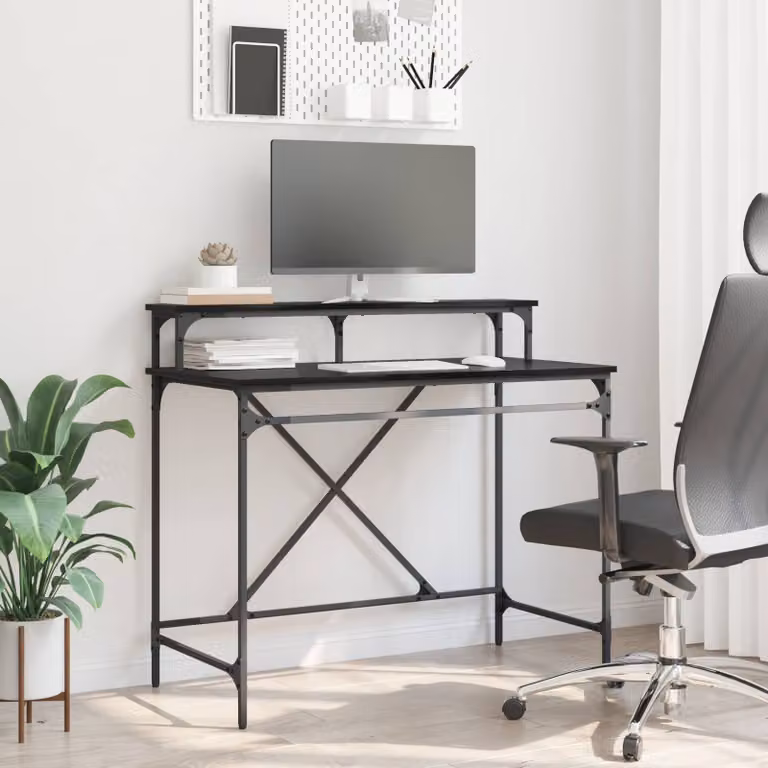 Scrivania da ufficio vidaXL in stile industriale, colore nero, L/P/H: 100 x 50 x 90 cm