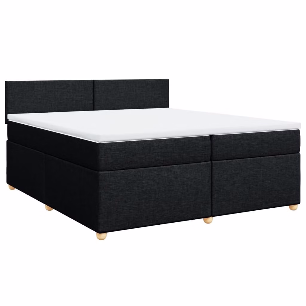 Giroletto a Molle con Materasso Nero 200x200 cm in Tessuto