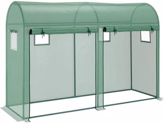 Tunnel per orto - 300x100x200 cm - Folie resistente al tempo - con 4 finestre e 2 porte rotanti - per verdure e piante - costruzione robusta
