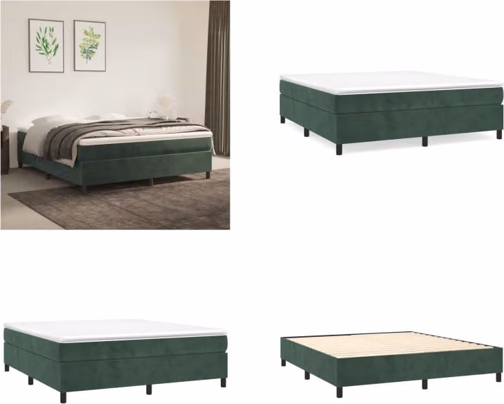 vidaXL Letto a molle verde scuro 180x200 cm in velluto - Letto a molle - Letti a molle - Letto - Mobili da camera da letto