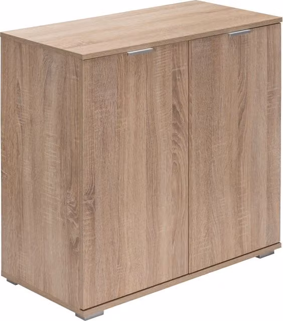 Credenza moderna Casaria in legno e metallo marrone con dettagli argento per soggiorno