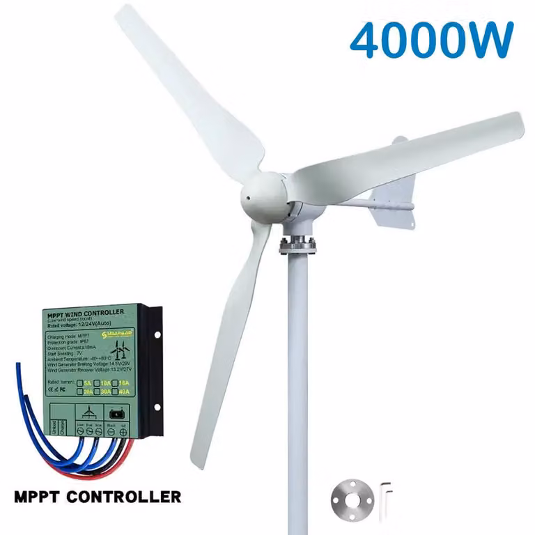 Generatore eolico - Turbina eolica - Generatore di energia eolica - Asse orizzontale - Potenza: 4000W