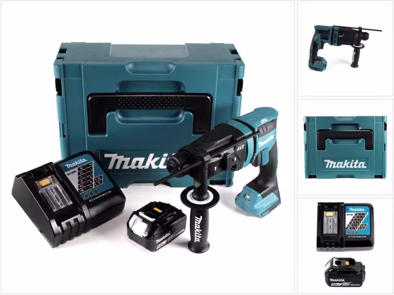 Makita DHR 182 RT1J Martello perforatore a batteria 18V 1,7J SDS plus Brushless + 1x batteria 5,0Ah + caricabatteria + Makpac