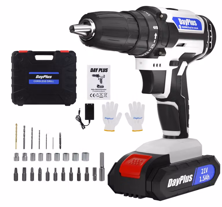 Trapano avvitatore a batteria, 21V, coppia di 45 Nm, modello WZ-DRILL2-W, conforme agli standard UE