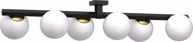 Lampada a soffitto Idris 6xE27 nera oro sfere bianche