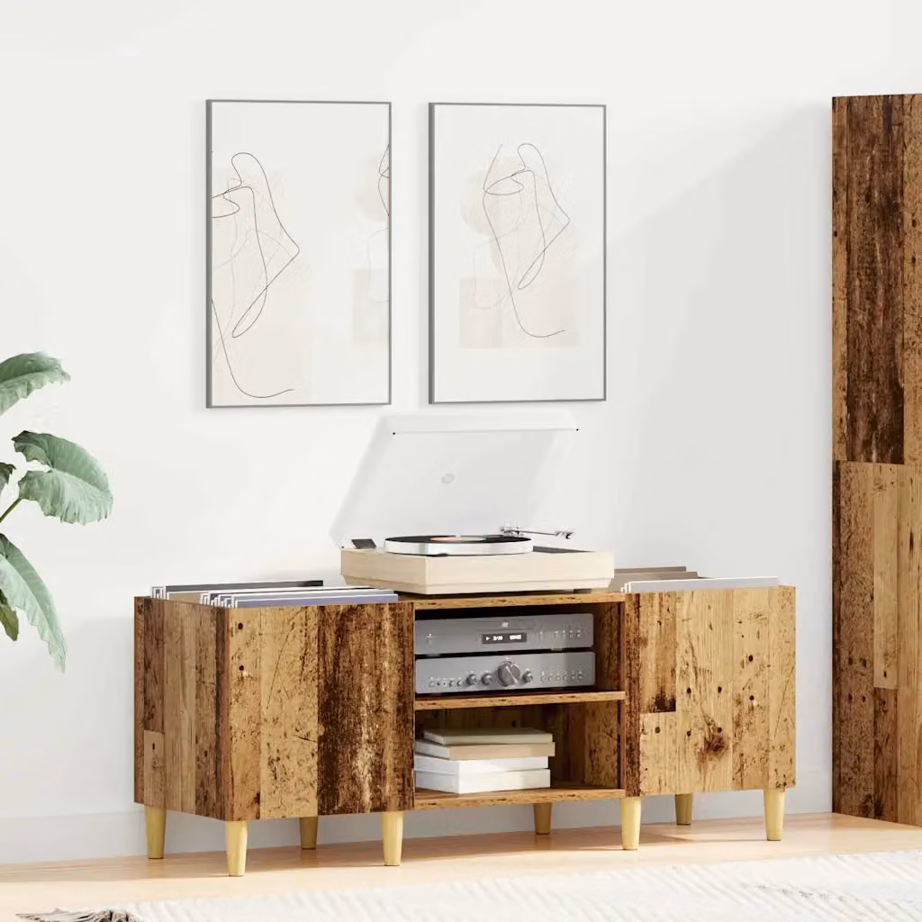 vidaXL Mobile porta vinili in legno ingegnerizzato marrone L/P/H: 121 x 38 x 48 cm