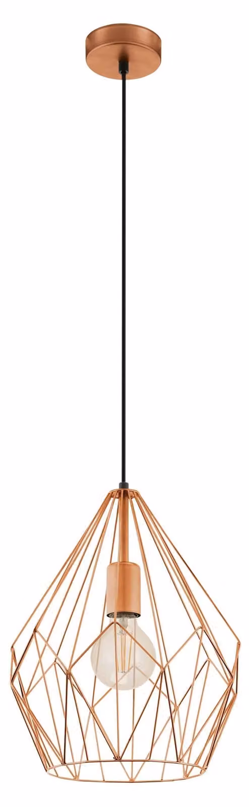 Lampadario A Sospensione Vintage Carlton Acciaio Rame 1 Luce E27