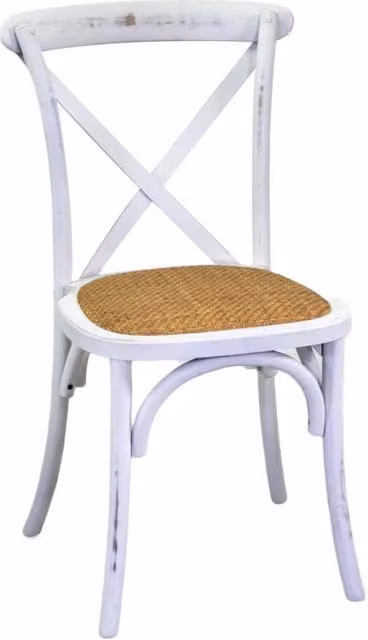 Sedia in legno di betulla Vacchetti bianco antico con seduta intrecciata impilabile L: 50 cm, P: 50 cm, H: 46,5/88 cm