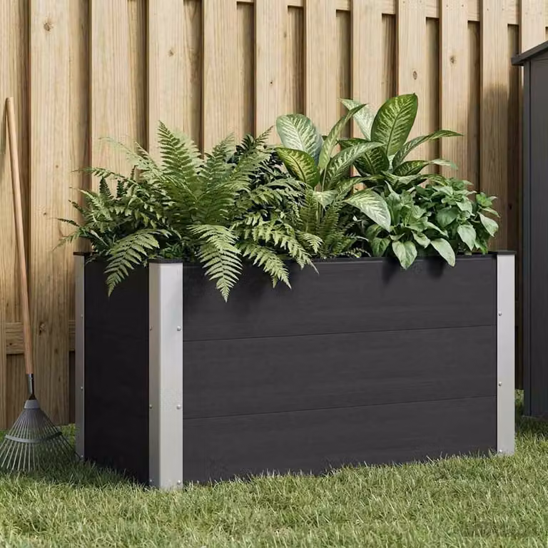 Letto rialzato da giardino vidaXL in WPC e alluminio, Nero, L: 100 cm, P: 50 cm, H: 54 cm