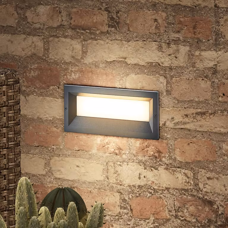 Lucande Lachlain applique LED incasso in esterni, Alluminio / Grigio / Zincato, Alluminio, Moderno, Applique da esterni