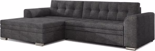 Divano angolare convertibile MEUBLORAMA con funzione letto, modello moderno a L con angolo sinistro, rivestimento in tessuto grigio, L 274 x P 165 x H 78 cm