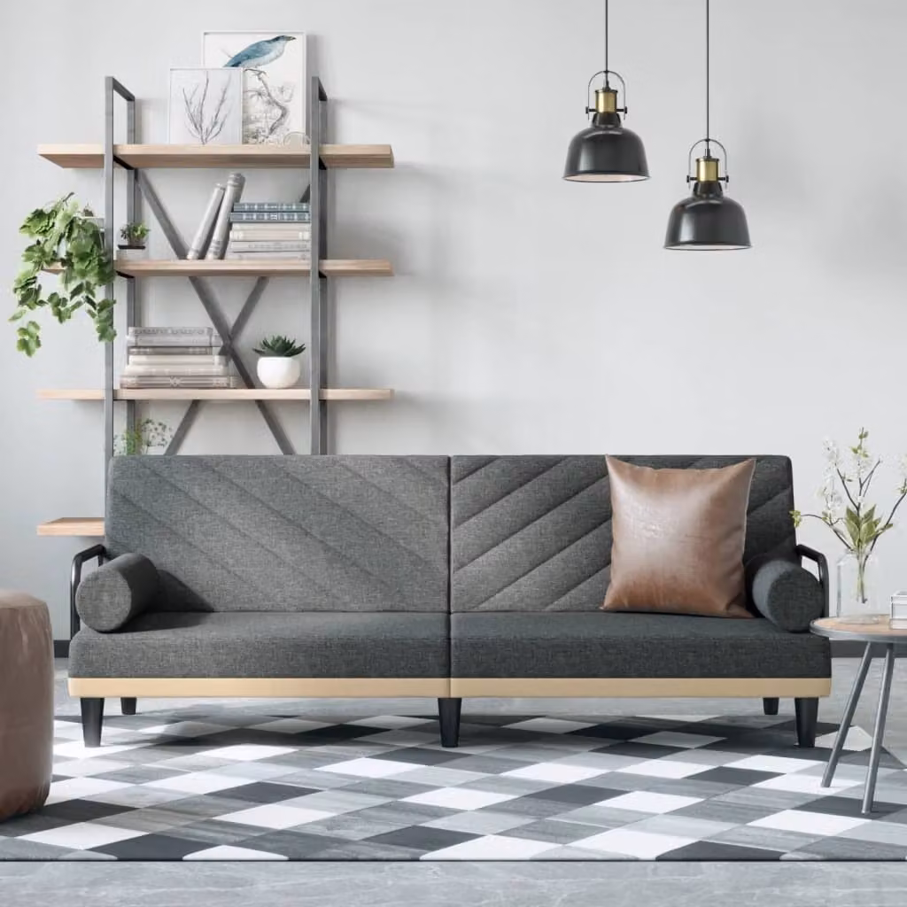 Maison Exclusive - Divano letto con braccioli, tessuto grigio scuro