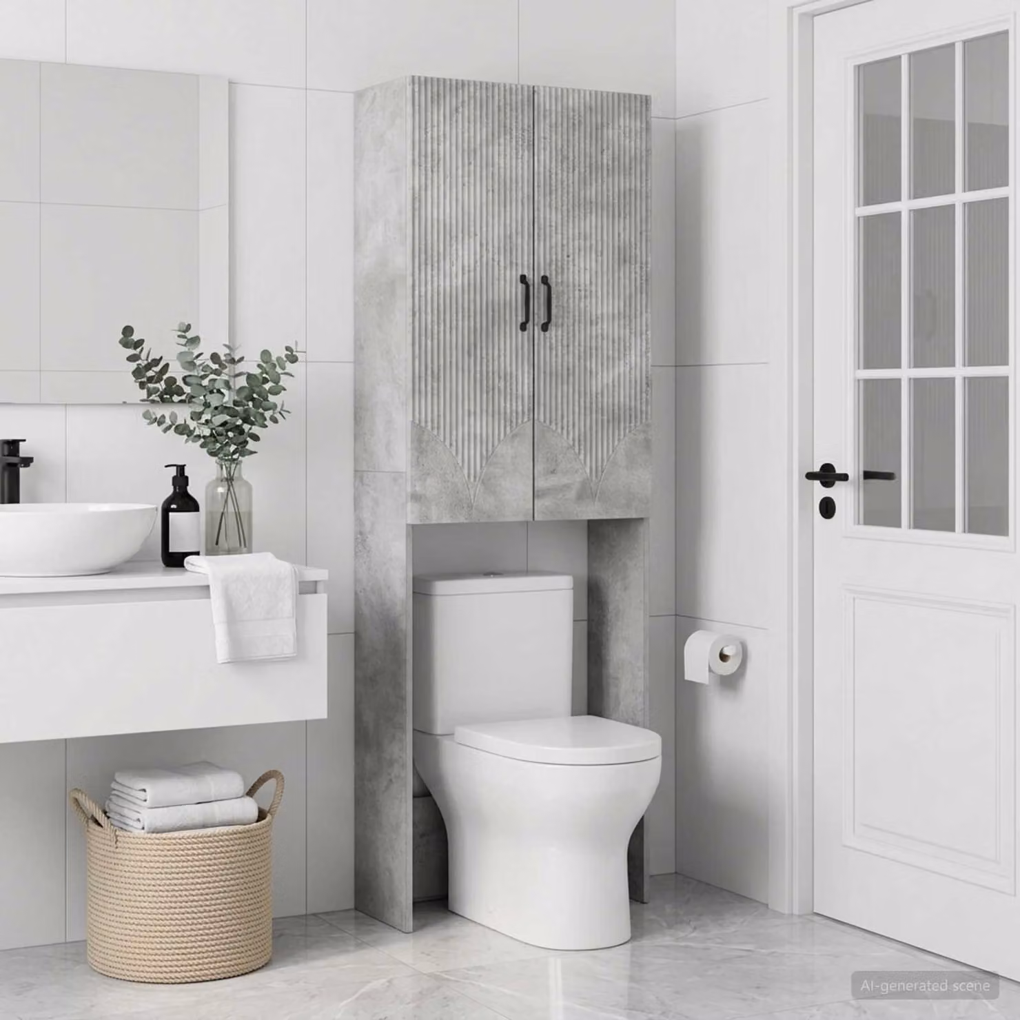Mobile Bagno vidaXL HOORN Grigio Cemento e Nero, L: 66 cm, P: 25,5 cm, H: 190 cm
