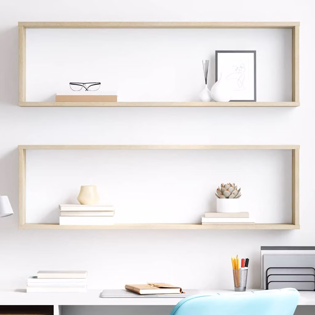 Set di 2 mensole a cubo vidaXL da parete in legno ingegnerizzato Rovere Sonoma, L 100 cm x P 30 cm x H 15 cm