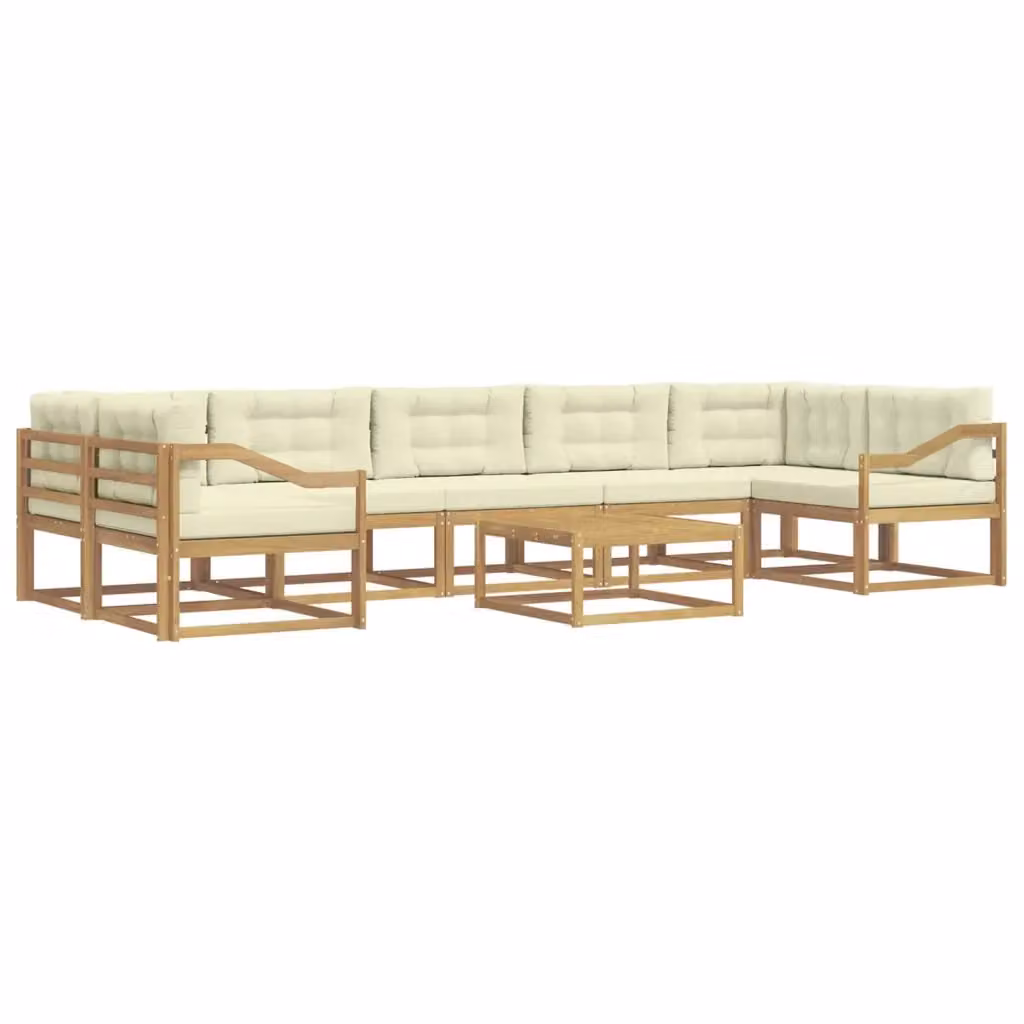 Set di divani da esterno vidaXL in legno di acacia con tavolo da caffè, colore bianco e beige – 2