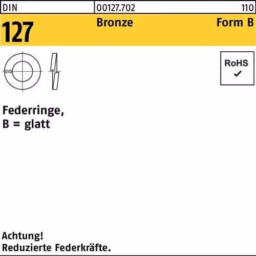 Rondelle elastiche Reyher DIN 127 CuSn6 B 8 bronzo 001277020080000 (500 pezzi)