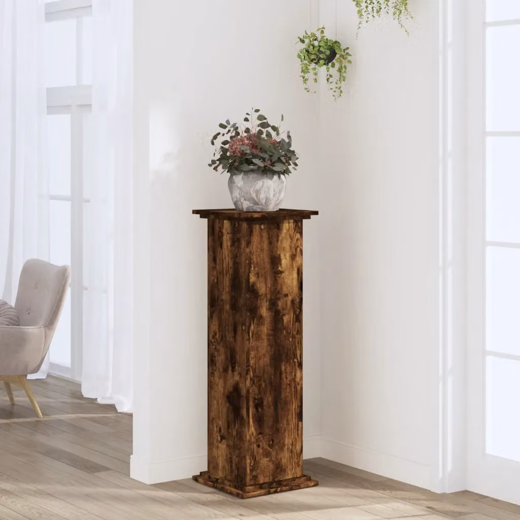 vidaXL Supporto per piante moderno in legno Rovere Fumo L/P/H: 33 x 33 x 100 cm
