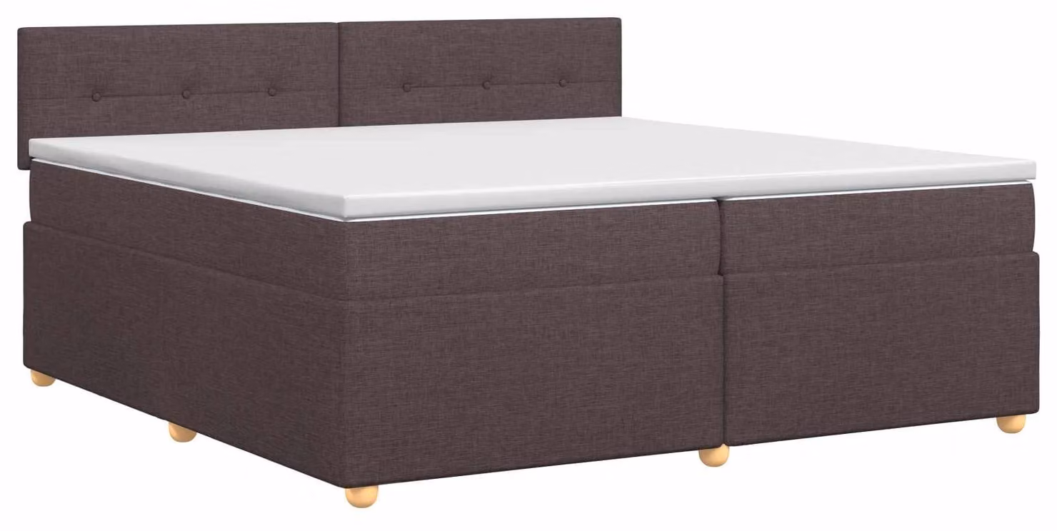 Letto a molle con materasso marrone scuro 200 x 200 cm in tessuto
