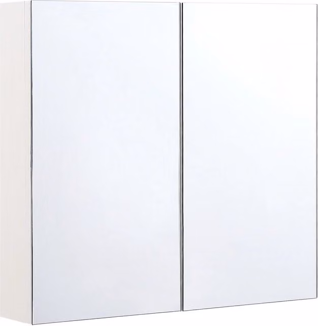 Armadietto da bagno con specchio BELIANI bianco con ante a battente soft-close e ripiani interni L: 80 cm, H: 70 cm, P: 14 cm