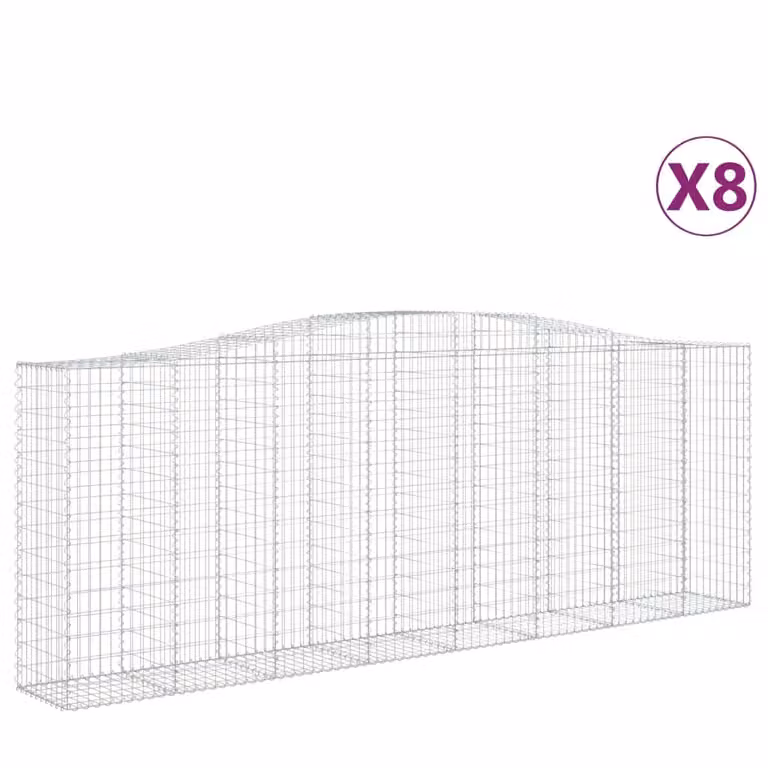 Cesti Gabbioni ad Arco 8 pz 400x50x140/160 cm Ferro Zincato