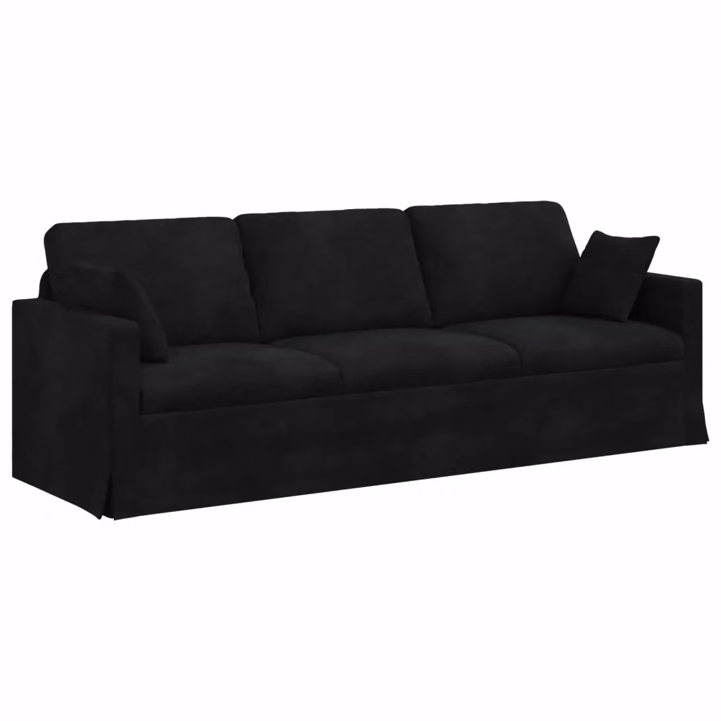 Divano moderno vidaXL in velluto nero con coperture rimovibili L: 228 cm, P: 78 cm, H: 80 cm – 2