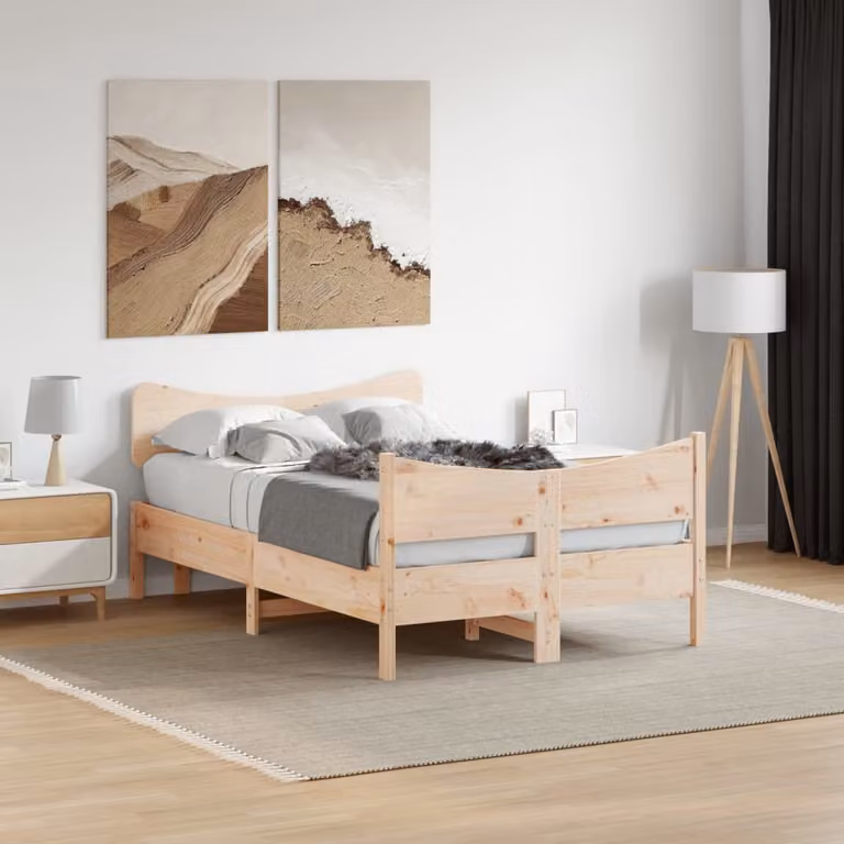 Letto senza materasso vidaXL in legno massello di pino color marrone L: 120 cm, P: 200 cm