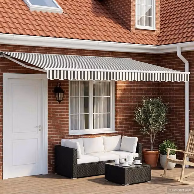 Tenda retrattile manuale Antracite e Bianco 5 × 3,5 m 3420351