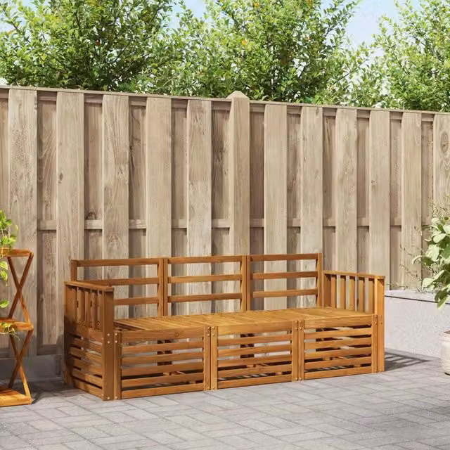 Set divani 3 pz Naturale Legno di Acacia Massello 3374279