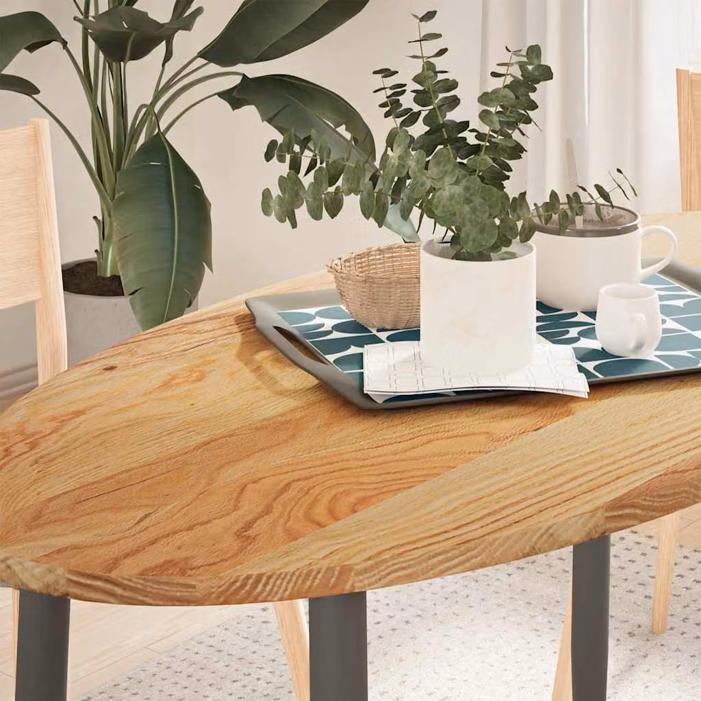 Piano Tavolo Ovale in Rovere Massello Marrone Chiaro vidaXL L: 120 cm, P: 60 cm, H: 2 cm