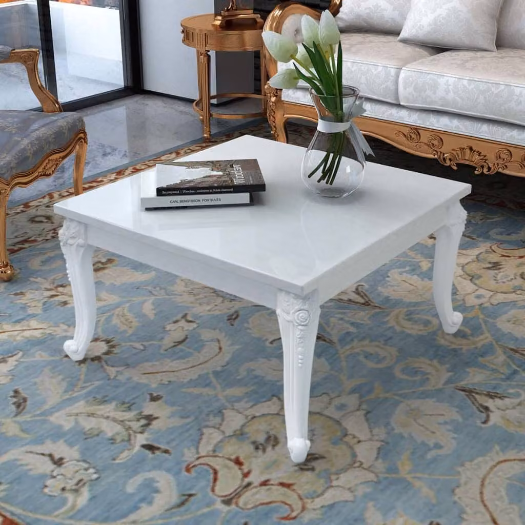 Tavolino The Living Store 80x80x42 cm bianco lucido