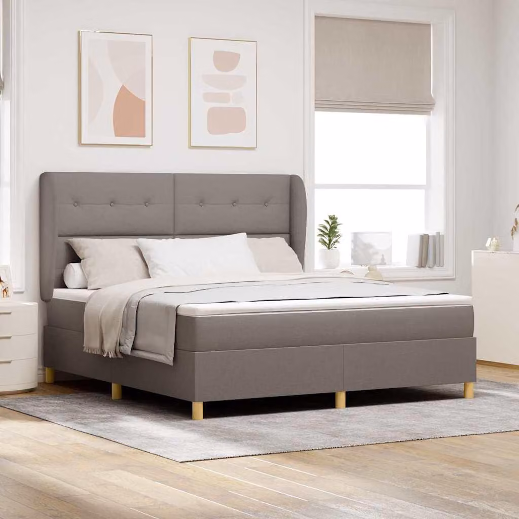 Maison Exclusive - Letto boxspring con testiera color taupe 200 x 180 cm in tessuto