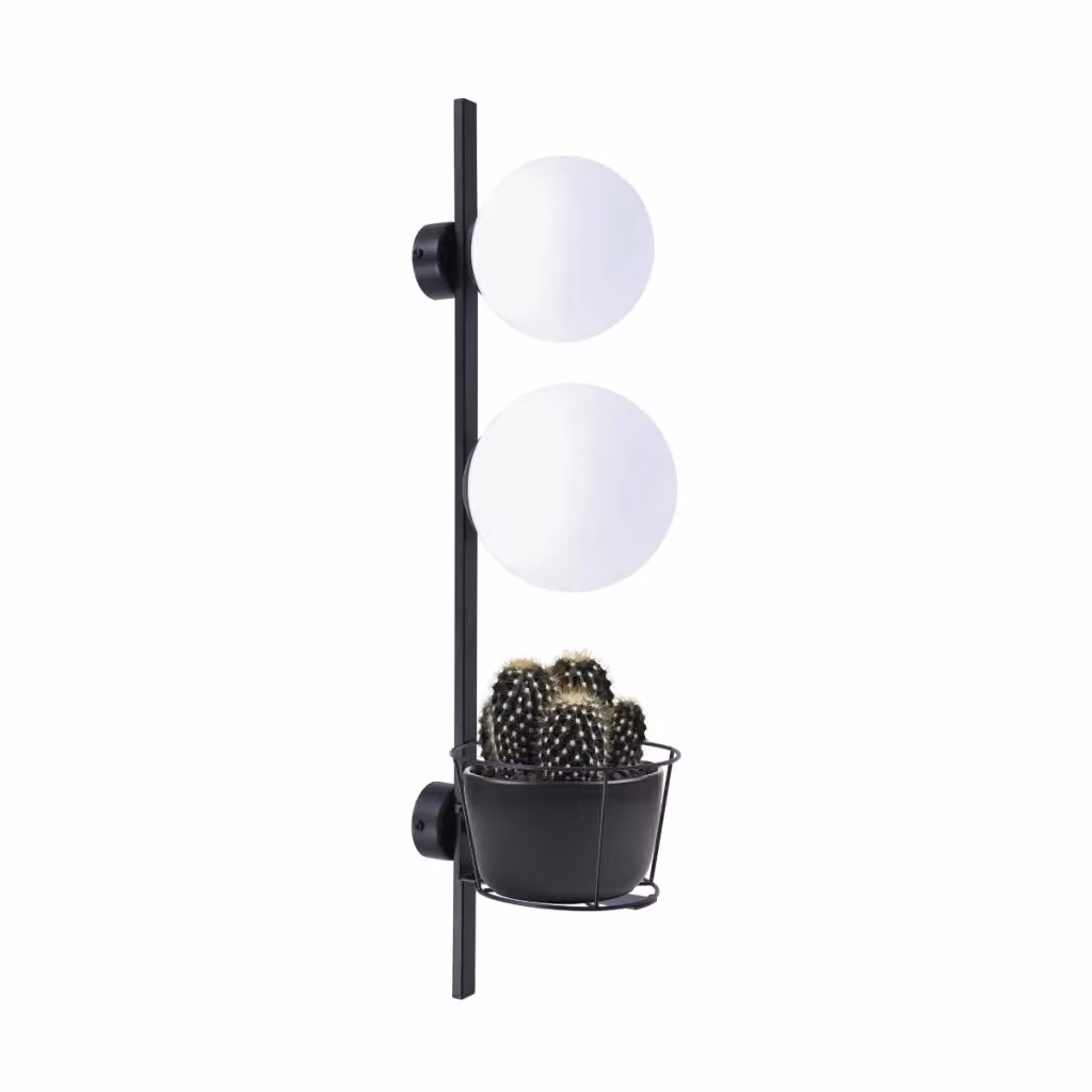 Applique con fioriera PLANT Zuma Line con 2 globi bianchi in vetro e metallo – 2