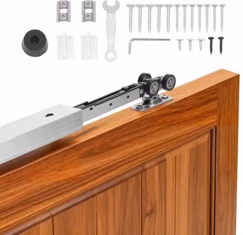 Kit Binario VEVOR per Porta Scorrevole a Scomparsa in Lega di Alluminio con Chiusura Ammortizzata, Colore Argento, L: 113,5 cm, L: 61 cm