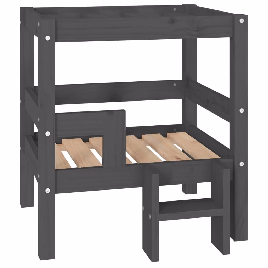 Cuccia per Cani Grigio 55,5x53,5x60cm in Legno Massello di Pino