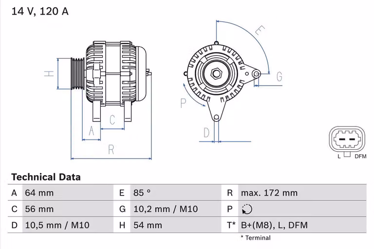 Generatore trifase BOSCH 0 986 049 990